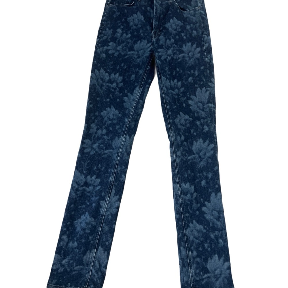 MOTHER Dark Blue Floral Wide-Leg Jeans